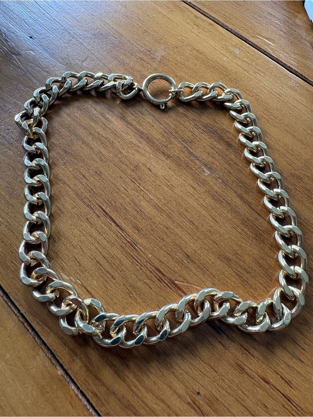Vintage Gold Tone Cuban Link Choker Necklace – 15” Chain Statement Necklace